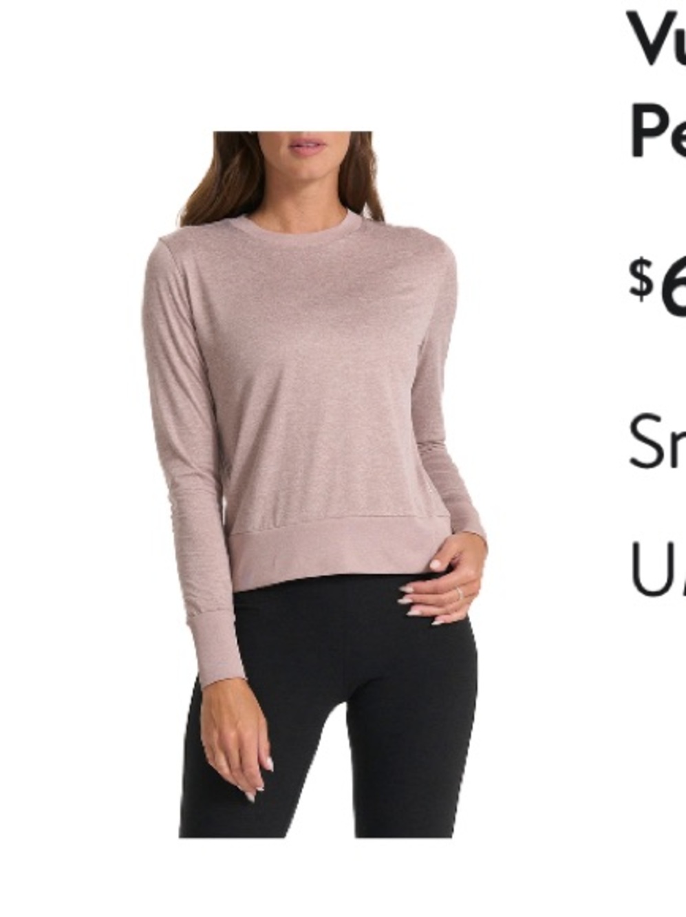 Vuori Women's Daydream Performance Long-Sleeve Crewneck Top in Umber Heather